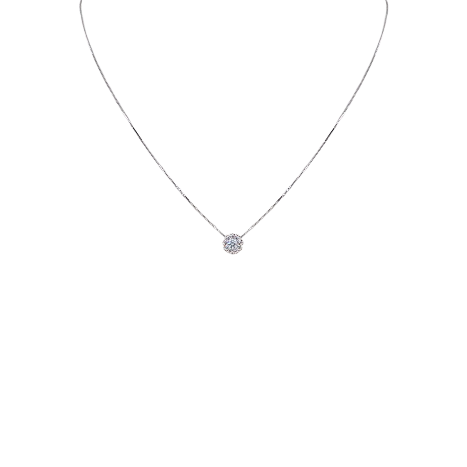 Collar Flor Oro Blanco 18K