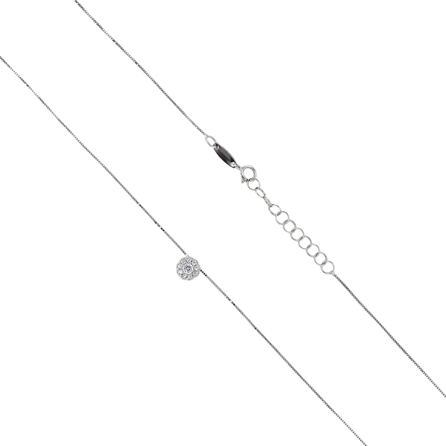 Collar Flor Oro Blanco 18K - Imagen 3