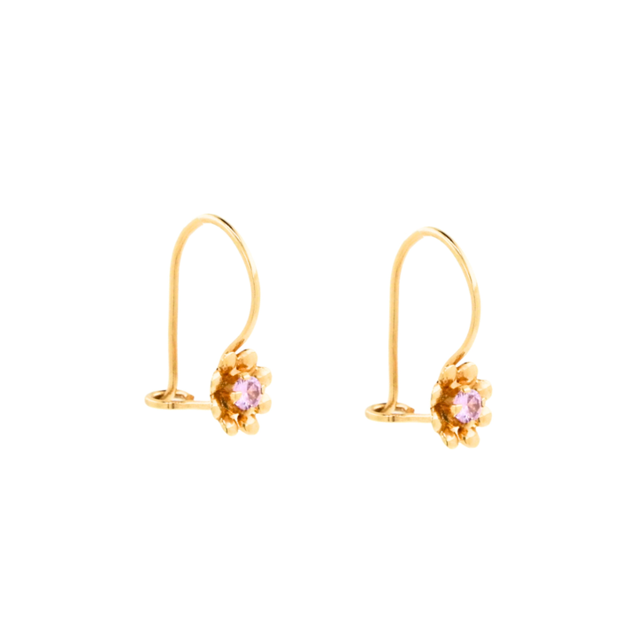 Aro Colgante Flor Gancho Seguro Oro 18K - Imagen 2