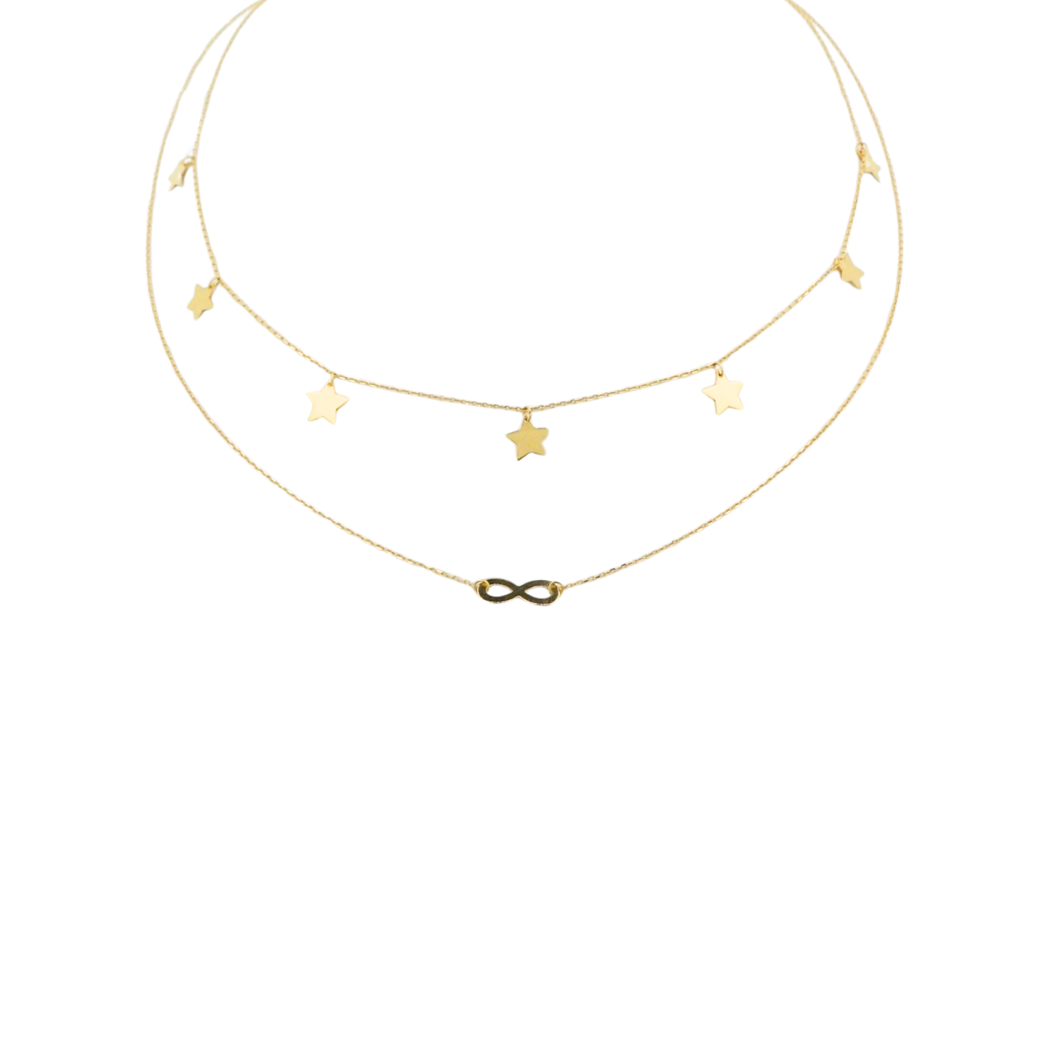 Collar Doble Estrellas Oro 18K
