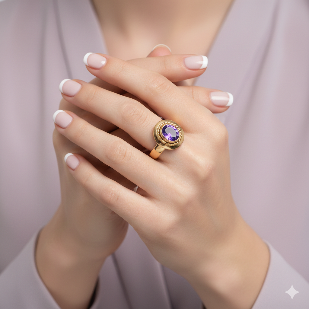 Anillo Amatista Oro 18K - Imagen 2