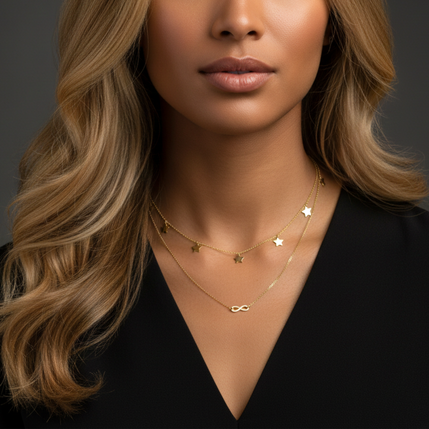 Collar Doble Estrellas Oro 18K - Imagen 2