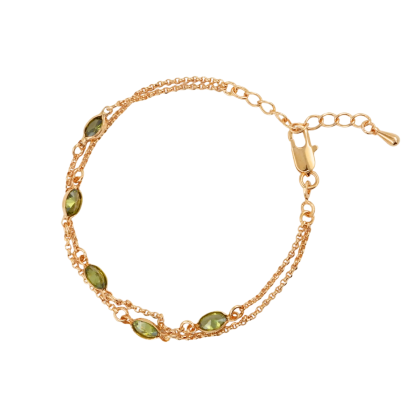 Pulsera Doble Piedras Jade 17cm + alargue