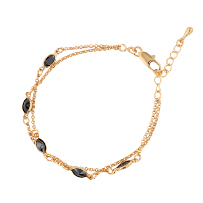 Pulsera Doble Piedras Onix 17cm + alargue