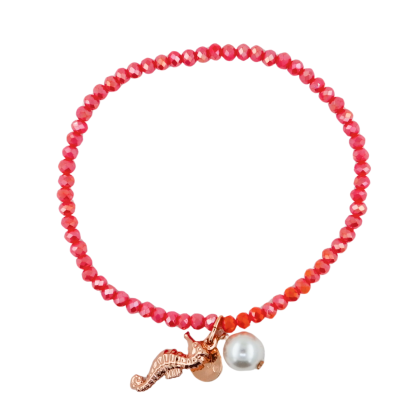 Pulsera Roja Caballo de Mar Rosado