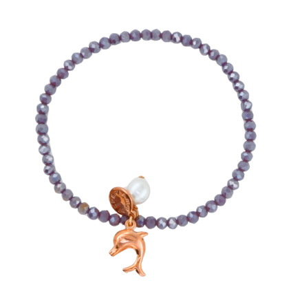 Pulsera Lila Delfín Rosado
