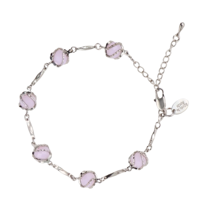 Pulsera Rosada Rodio 18cm + alargue