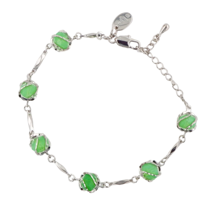Pulsera Verde Rodio 18cm + alargue