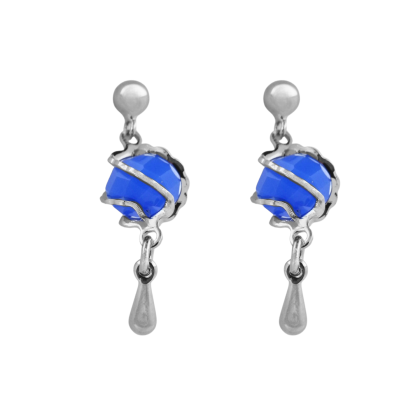 Aros Colgantes Rodio Blue 8mm