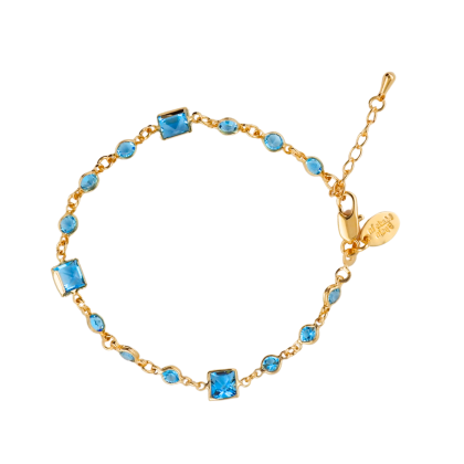 Pulsera Piedras Celeste 17cm + alargue