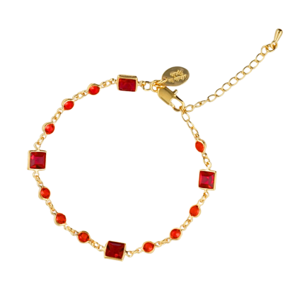 Pulsera Piedras Rubí 17cm + alargue