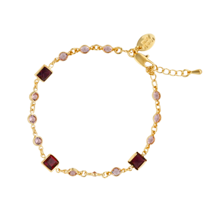 Pulsera Piedras Amatista 17cm + alargue