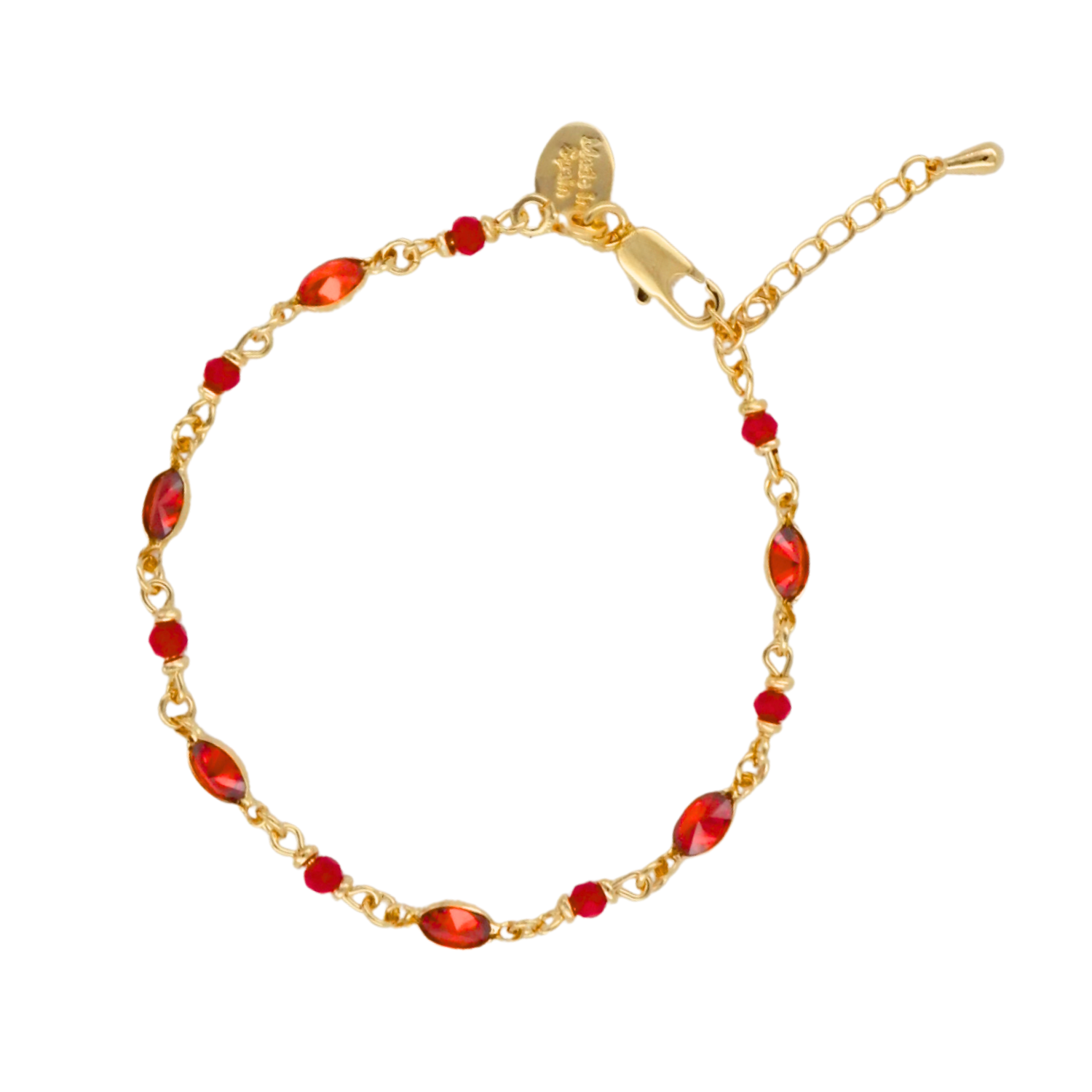 Pulsera Piedras Rubí 17cm + alargue