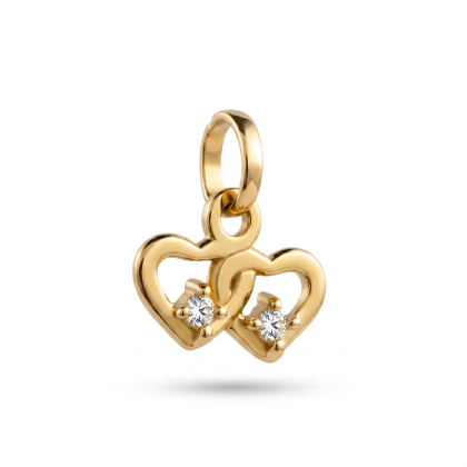 Colgante Corazón Doble Circón Oro18K