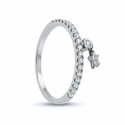 Anillo Cintillo Estrella Oro Blanco