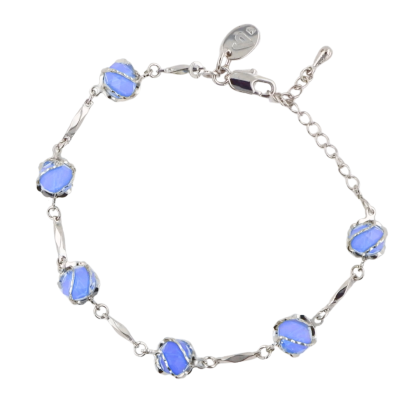 Pulsera Celeste Rodio 18cm + alargue