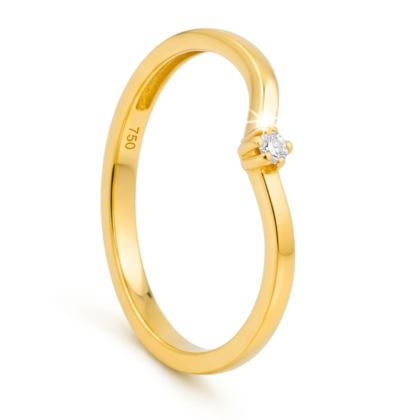 Anillo en V Circón Oro 18K