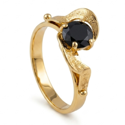 Anillo Líneas Circón Oro 18K