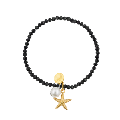 Pulsera Negra Estrella de Mar Dorada