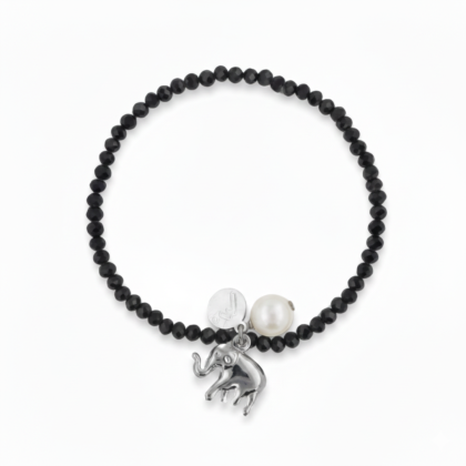 Pulsera Negro Elefante Rodio
