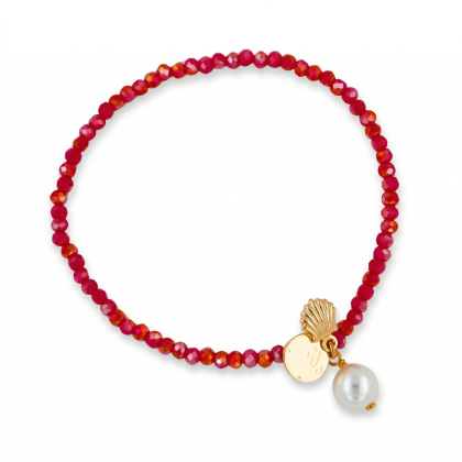 Pulsera Roja Concha de Mar Dorado