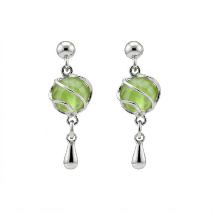 Aros Colgantes Rodio Verde Agua 8mm