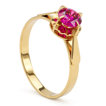 Anillo Chatón Fucsia Oro 18k