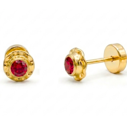 Aro Abridor Tic Redondo Circón Rojo Oro 18K