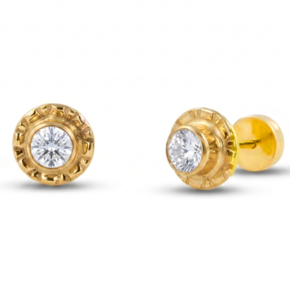 Aro Abridor Tic Redondo Circón Blanco Oro 18K