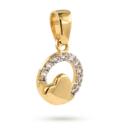 Colgante Corazón Circón 11mm Oro 18K