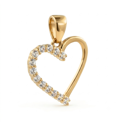 Colgante Corazón Circón 14mm Oro 18K