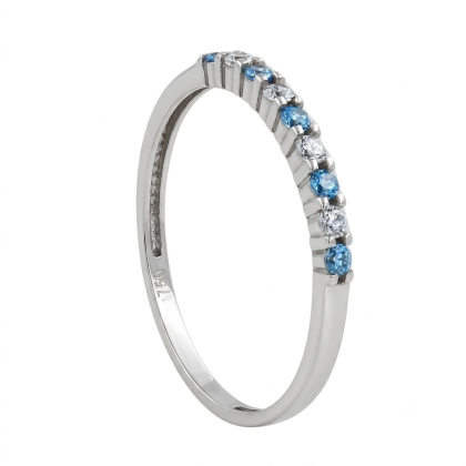 Anillo Cintillo Circones Turqueza Oro Blanco