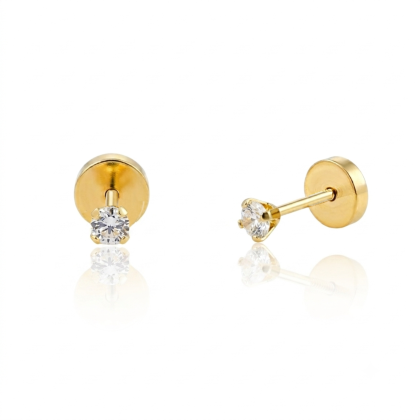Aro Abridor Tic Circón Blanco Oro 18K