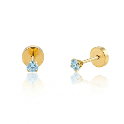 Aro Abridor Tic Circón Celeste Oro 18K