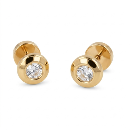 Aro Abridor Tic Redondo Circón Blanco Oro 18K
