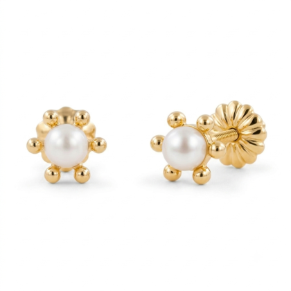 Aro Pistilo N°1 Perla 3.5mm Oro 18K