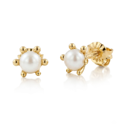 Aro Pistilo N°2 Perla 4mm Oro 18K