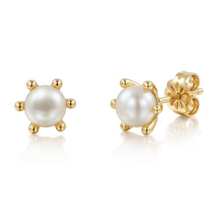 Aro Pistilo N°4 Perla 6mm Oro 18K