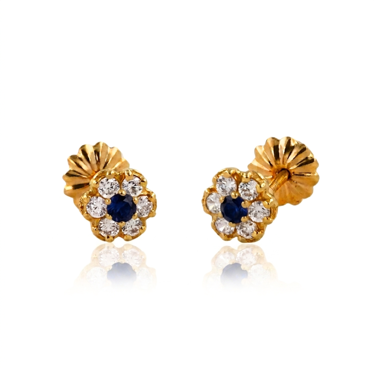 Aro Apegado Flor Circón 5mm Oro 18K