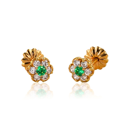 Aro Apegado Flor Circón 5mm Oro 18K