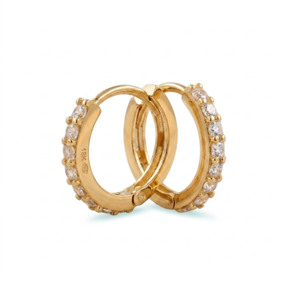 Argollas Huggies Circón 12mm Oro 18K