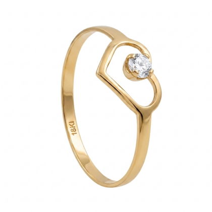 Anillo Corazones + Circón Oro 18K