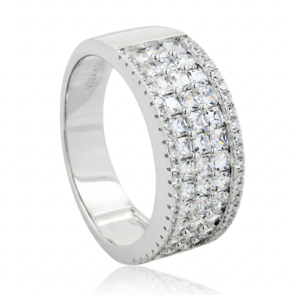Anillo Cintillo Triple Rodinado